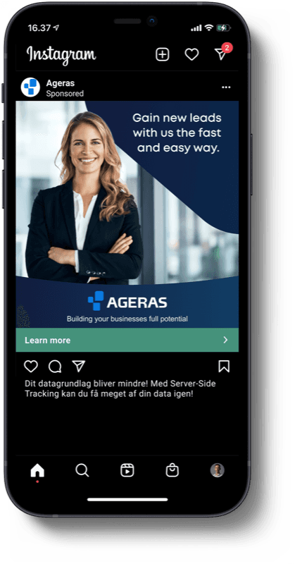 Ageras annonce i Instagram-feed