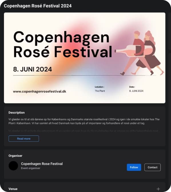 Landing page for Copenhagen Rosé Festival 2024